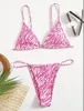 Damesbadmode 2023 Sexy Streep Gedrukt String Bikini Set Badpak Dames Zomer Beachwear Badpak