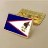 Épingle de drapeau des Samoa américaines de fête 2.5*1.5 cm en Zinc moulé sous pression couleur Pvc enduit or insigne médaillon rectangulaire sans résine ajoutée