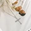 Anhänger Halsketten WUKALO Mode Funkelnde Kristall Zirkon Kreuz Halskette Für Frauen Silber Farbe Dünne Kette Party Schmuck Geschenk
