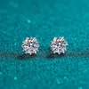 S925 Sterling Silver 1ct 2ct 3ct 4ct Moissanite Diamond Snowflake Push Back Studs for Men