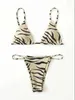 Women's Swimwear 2023 Sexy Stripe Printed Thong Bikini Set Swimsuit Women Summer Beachwear Bathing Suit