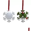 Juldekorationer sublimering av tomt prydnad fördubblar Xmas Tree Pendant MTI Form Aluminiumplatta Metall Hängande tagg Dhakl