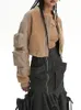 Women's Jackets DEAT Fashion Women's Lamb Wool Jackets O-neck Zipper Pockets Full Sleeves Straight Short Overwear Coat Winter 7AB304 231101