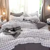 Bedding sets Checkerboard Set No Comforter Single Queen Size Flat Sheet Quilt Duvet Cover Pillowcase Polyester Bed Linens 231101