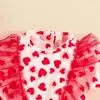 ガールドレスフォーカスノーム0-3Yバレンタインデイズ幼児スイートドレスハートプリント半袖メッシュパッチワークa-line