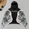 Hoodies masculinos com capuz estilo punk gótico crânio impressão retro moda solta ajuste tendência pulôver y2k colheita topo moletom