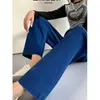 Women's Jeans 2023 Spring And Autumn Boutique Cotton Blue Loose High Waist Slim Fit Small Nine Point Smoke Pipe Pants