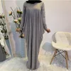 Ethnische Kleidung Neuester eleganter Stil Rüschen Kräuseln Lange Muslim Peignoir Weibliche Kleider Overall Dubai Islamische Türkei Abaya F1971