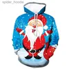 Moletom Com Capuz Masculino 2024 Árvore de Natal Xmas Santa Snowman Claus Hoodie Homens Outono Inverno Impressão 3D Pulôver Moletom Plus Size Streetwear Roupas L231101