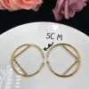 Pendientes de aro grandes clásicos para mujer, aretes de diseñador con letras de oro de 18k, 5cm, para fiesta, joyería de regalo de aniversario de boda