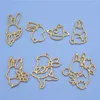 Charms 7st Gold Color Hollow Zinc Alloy Animal Pendants Bezel Frame Harts Epoxy Halsband Armbandsmycken Tillbehör