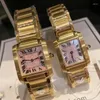Armbanduhren Damenuhr, modisch, elegant und schlicht, Quarz, wasserdicht, französisches quadratisches Top, 316L-Edelstahlband
