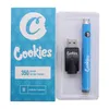 Cookies Slim Twist Batterie SF 350 mAh unten verstellbar 3,3–4,8 V Vorheizen VV Kartusche California Vape Pen 510 Thread Carts E-Zigaretten Batterien