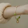 Bangle Classic Chinese Style Exquisite Natural Hetian Jade Bell Bracelet All-Match Lucky Pendant Jewelry Beaded