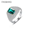 Solitaire Ring PAG MAG Sterling Silver 925 Wedding Rings Band Luxury Gemstone Emerald For Women Fine Jewelry bague femme argent 231101