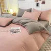 Ensembles de literie Ensemble de draps de lit de mode simple Linge de linge pour garçons filles chambre à coucher en coton lavé couette en tissu respectueux de la peau oreiller