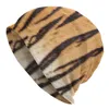 Berets Tiger Fur Skin Print Bonnet Beanie Chapéus de Malha Homens Mulheres Cool Unisex Adulto Textura Animal Quente Inverno Skullies Beanies Cap