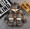 Crianças roupas de grife menino casacos de inverno grosso quente xadrez com capuz lã jaqueta meninos casaco