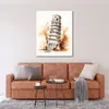 Światowa słynna budynek The Learing Tower of Pisa Pencil Script Art Canvas Drukuj plakat obrazowy do wystroju ściennego pokoju hotelowego