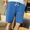 Men's Shorts Cotton Line Drawstring Breathable Five-point Pants Harajuku Jogging Beach Home Lounge Soft Ropa Hombre