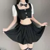 Ani Anime UK School Girl Student Unifrom Women Coffee Maid Outfit Costumi Cosplay Gonna a pieghe cosplay