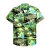 Camisas casuais masculinas pôr do sol praia impressão camisa superior manga curta punhos botão porto estilo floral areia bodysuit 50s roupas masculinas