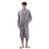 Erkekler pijama pazen kimono robe elbisesi yaka adamlar kemer kış sıcak iç çamaşırı büyük boyutlu gece kıyısında uzun kollu ev giyinme