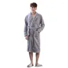 Vêtements de nuit pour hommes Flanelle Kimono Robe Robe Revers Hommes avec ceinture Hiver Chaud Lingerie Surdimensionné Vêtements De Nuit À Manches Longues Accueil Dressing