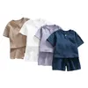 Ensembles de vêtements 12M 8 ans 2 pièces garçons filles été bébé vêtements coton et lin rétro enfants enfants costumes 230331