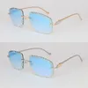 Hot Rimless Fashion Diamond Cut Lunettes de soleil pour femmes Homme Moissanite Diamond Lunettes de soleil en métal conduite de luxe Diamond Set lunettes Designer Taille 62-18-135MM