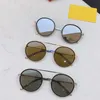 New FF0025 Fashion Women Designer Oval Flying Glasses Metal Mirror Leg Band Signature Men's Leisure Tourism Beach Sunglasses Suitable for Any Face Shape