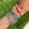 Bangle Colorido Moda Mulheres Jóias Neon Candy Color Esmalte 5A RectangularIced Out Bling CZ 231101