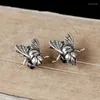 男性のためのスタッドイヤリングビー925 Sterlinig Silver Insect Punkユニークなジュエリー珍しいもの