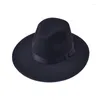 Berretti Cappello Fedora classico per donna Uomo Abito formale Cappelli jazz a tesa larga vintage Tinta unita Berretto in feltro di lana stile britannico unisex