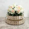 Bougeoirs 10 pièces) mariage or argent métal 3 couches support à gâteau Table centres de Table en cristal fleur Qq517