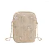 Avondtassen stro bloem crossbody tas vrouwen geweven schouder messenger handtassen telefoon portemonnee portemonnee