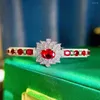 Bangle Ruby Zircon Bracelets Exquisite Luxury Flower Design Platinum Plated Bangles Of Women Bracelet Engagement Wedding Jewelry Gift