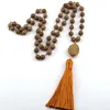 Colares pendentes moda jóias tribais boêmios de miçangas naturais de grãos de rosário link colar de borla