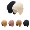 Bola bonés proteção de orelha chapéus de inverno elegante macio gorro chapéu para homens mulheres clássico malha earflap quente boné com orelhas