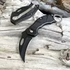 Small Folding Knife Portable Camping Knife NEW Multi function Stainless Steel Outdoor Pocket Knife EDC Tool MINI Cutter Curved Blades Karambit Black