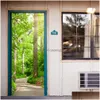 Adesivi murali Adesivi murali Foresta verde Ponte Porta autoadesiva Carta da parati 3D PVC Decorazioni per la casa Adesivo Spiaggia Sole Paesaggio Poster Murale Dhnbk