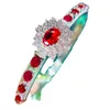 Bangle Ruby Zircon Bracelets Exquisite Luxury Flower Design Platinum Plated Bangles Of Women Bracelet Engagement Wedding Jewelry Gift