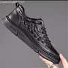 Kleidschuhe Herren Echtes Leder Freizeitschuhe Druck Frühling Herbst Trend Turnschuhe Coole Freizeit Flache Schuhe Müßiggänger Schwarz 231101