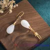 Orecchini pendenti in giada bianca goccia d'acqua amuleto naturale vero argento 925 fascino donne talismani pietre preziose regali gioielli di moda pietra