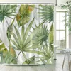 シャワーカーテントロピカルリーフシャワーカーテングリーンバナナモンステラジャングル植物モダンバスルームカーテン装飾