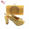 Chaussures habillées Design femmes africaines chaussures et sac ensemble Peep Toe couleur or avec cristal brillant pour la fête de mariage 231101
