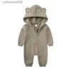 Комбинезоны Детская зимняя одежда Комбинезон с медведем для новорожденных для девочек от 0 до 6, 12, 18, 24 месяцев, детские комбинезоны, хлопковая одежда для мальчиков, бодиL231101