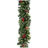 Dekoracje świąteczne 1.8/2,7 m Illuminowane świąteczne girlandy LED LED LED Rattan Berries sosnowe szyszki girlandy dekoracja do drzwi drzewa kominki ściana 231101