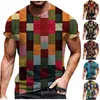 Homens camisetas Homens Camisa Splicing Impressão Verão O-pescoço Manga Curta 2023 Festa Nightclub Tee Tops Streetwear Moda Camisetas