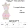 Ani Anime Lolita Girl Pink Cat Chiffon Swimsuit Costume Halter Bell Bow Swimwear Skirt Uniform Set Pool Party Cosplay cosplay